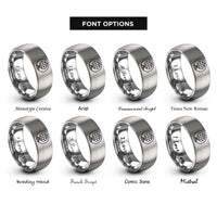 font options for inside engraving on grey hemisphere map stamp rings