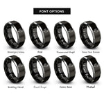 font options for inside engraving on black & grey hen rings