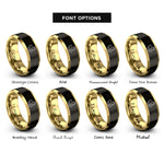 font options for inside engraving on black & gold hen chicks rings