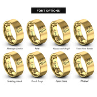 font options for inside engraving on gold hen chicks rings