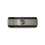 custom engraved couple rings – black & silver tungsten albino rat wedding band