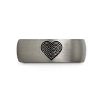 engraved rings for couples – black & gray tungsten fingerprint heart wedding band