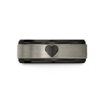 personalized presents for her – black & silver tungsten fingerprint heart wedding band