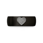 customized rings for couples – black & rose gold tungsten fingerprint heart wedding band