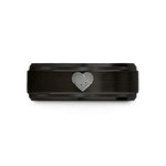 customized rings for couples – black & rose gold tungsten fingerprint heart wedding band