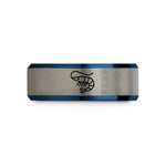 personalized couple ring presents – black & blue & gray tungsten shrimp wedding band