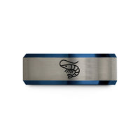 personalized couple ring presents – black & blue & gray tungsten shrimp wedding band