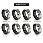 font options for inside engraving on black & silver heraldic chevron rings