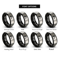 font options for inside engraving on black & gray heraldic chevron rings