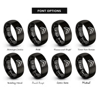font options for inside engraving on black heraldic chevron rings