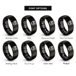 font options for inside engraving on black herbal mortar pestle rings