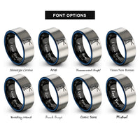 font options for inside engraving on black & blue & gray hercules light rings