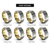 font options for inside engraving on gold & silver heritage trolley rings