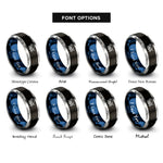 font options for inside engraving on black & blue & silver hermit crab rings