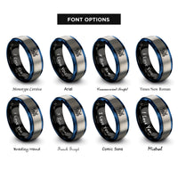 font options for inside engraving on black & blue & grey hermit crab rings