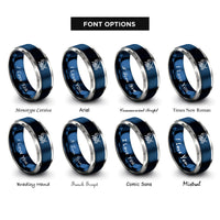 font options for inside engraving on blue & silver hermit crab rings