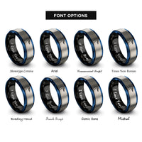 font options for inside engraving on black & blue & grey heron rings