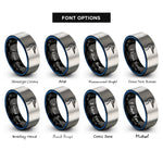 font options for inside engraving on black & blue & silver heron rings