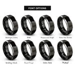 font options for inside engraving on black & silver heron rings