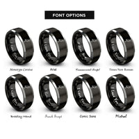 font options for inside engraving on black & silver heron rings