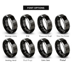 font options for inside engraving on black & gray herringbone rings