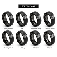 font options for inside engraving on black herringbone rings