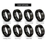 font options for inside engraving on black herringbone rings
