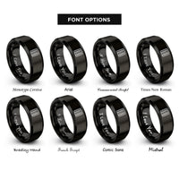 font options for inside engraving on black herringbone rings