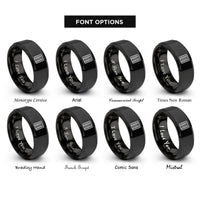 font options for inside engraving on black herringbone rings