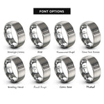 font options for inside engraving on grey herringbone rings