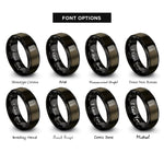 font options for inside engraving on gunmetal & black herringbone rings