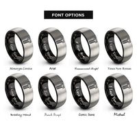 font options for inside engraving on black & grey hex bolt rings