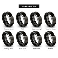 font options for inside engraving on black & grey hex bolt rings