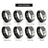 font options for inside engraving on black & silver hex bolt rings