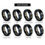 font options for inside engraving on gunmetal & blue hex circuit pattern rings