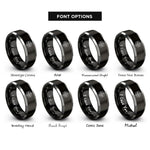 font options for inside engraving on black & grey hex compass rings