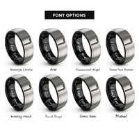 font options for inside engraving on black & silver hex key rings