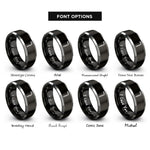 font options for inside engraving on black & silver hex key rings