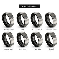 font options for inside engraving on black & grey hex keys rings