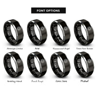 font options for inside engraving on black & silver hex nut rings