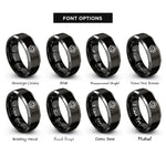font options for inside engraving on black & grey hex nut rings