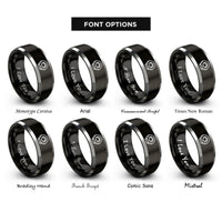 font options for inside engraving on black & grey hex nut rings