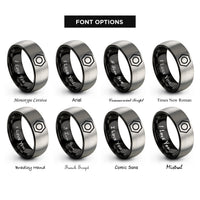 font options for inside engraving on black & silver hex nut rings