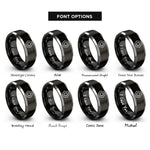 font options for inside engraving on black & gray hex nut rings