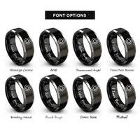 font options for inside engraving on black & gray hex nut rings