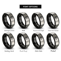 font options for inside engraving on black & silver hex nut rings