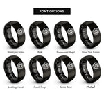 font options for inside engraving on black hex nut rings
