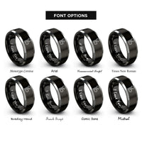 font options for inside engraving on black & gray hex nut bolt rings