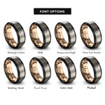 font options for inside engraving on black & rose gold & silver hex nut bolt rings