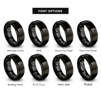 font options for inside engraving on black hex nut bolt rings
